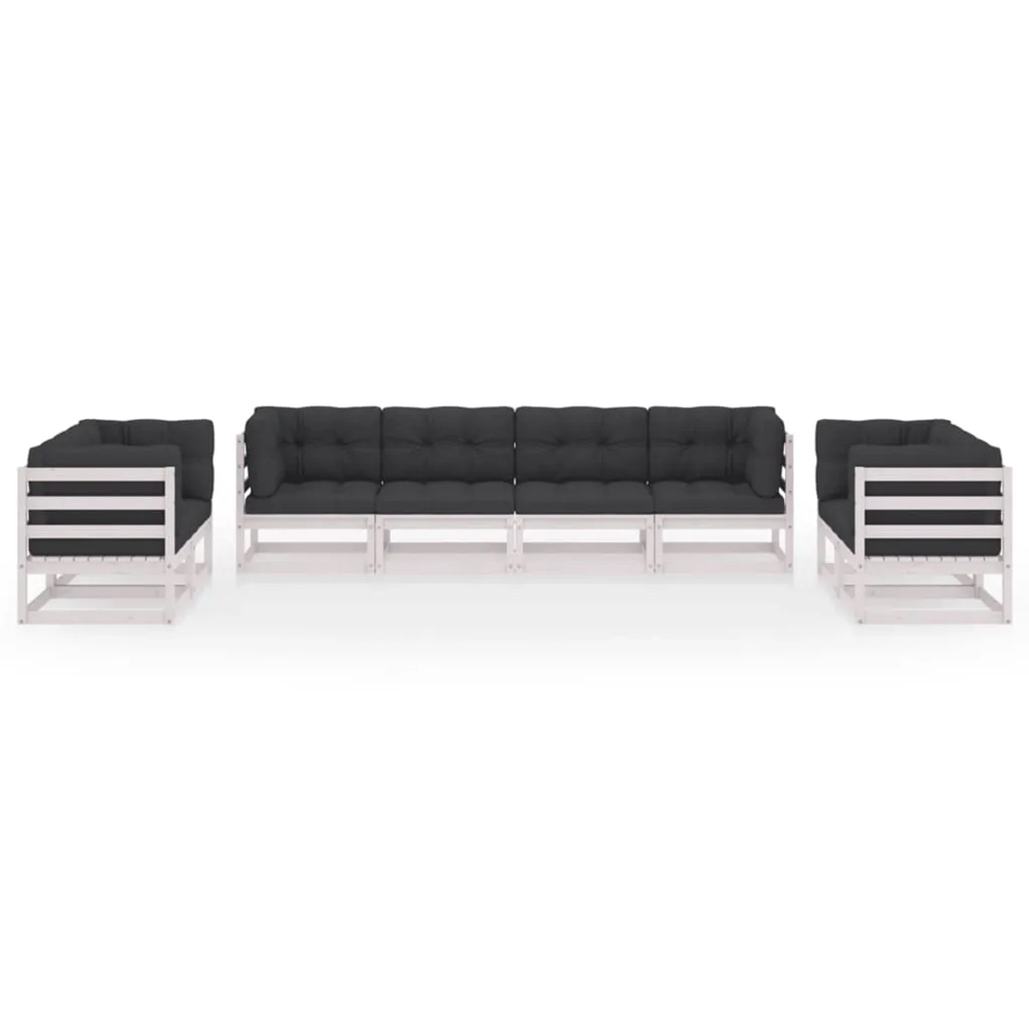 vidaXL 8-tlg. Garten-Lounge-Set aus Kiefernholz mit anthrazitfarbenen Kissen.