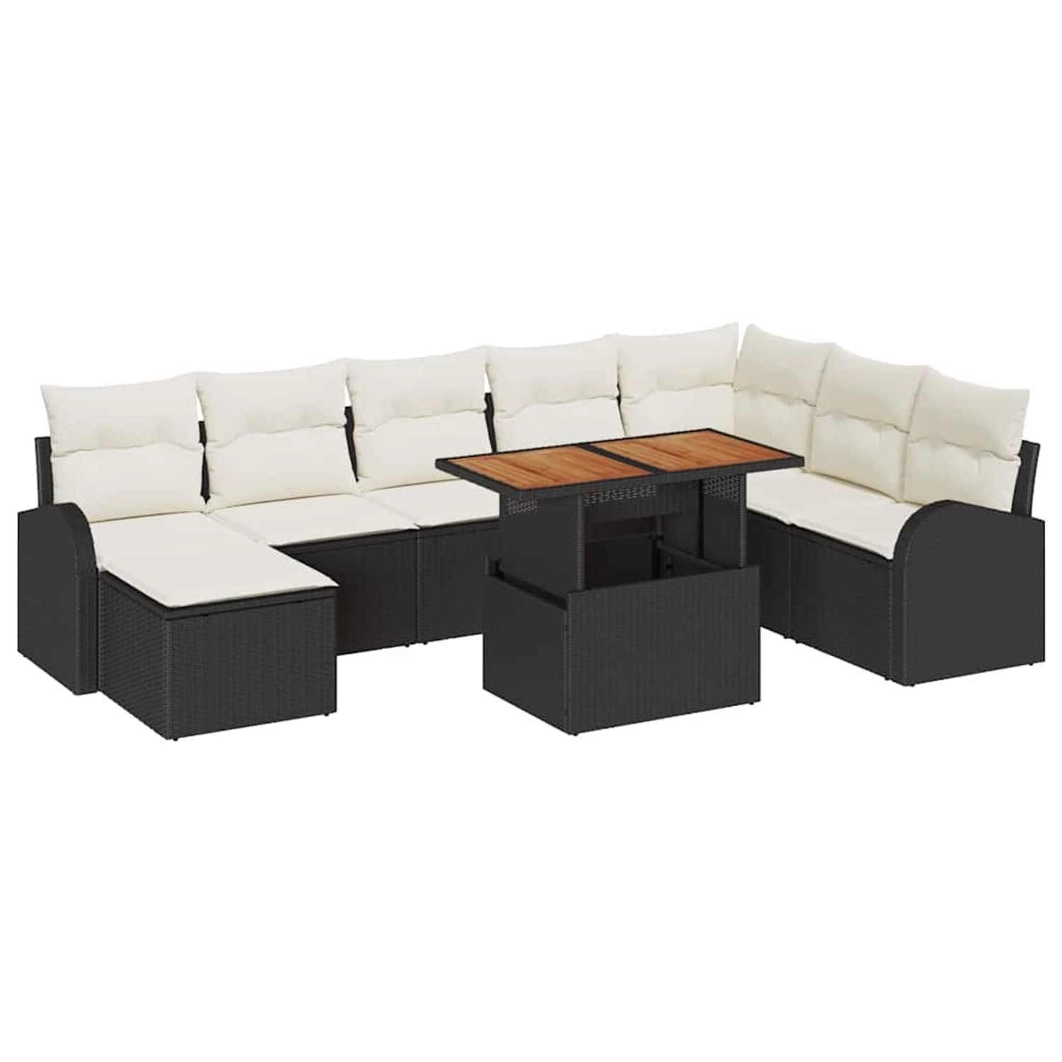 vidaXL Garten-Sofa-Set mit Speicher 9-Tlg Schwarz Poly Rattan 3358357 günstig online kaufen