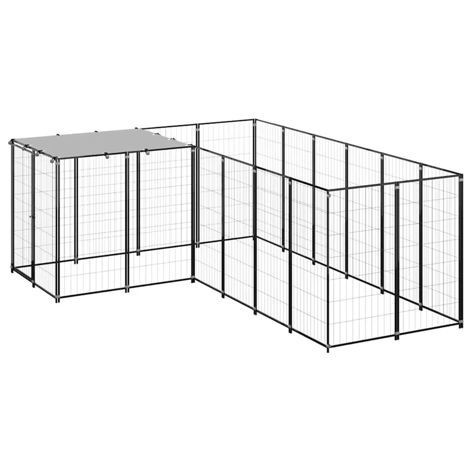 vidaXL Hundezwinger Schwarz 4,84 m² Stahl 3082211