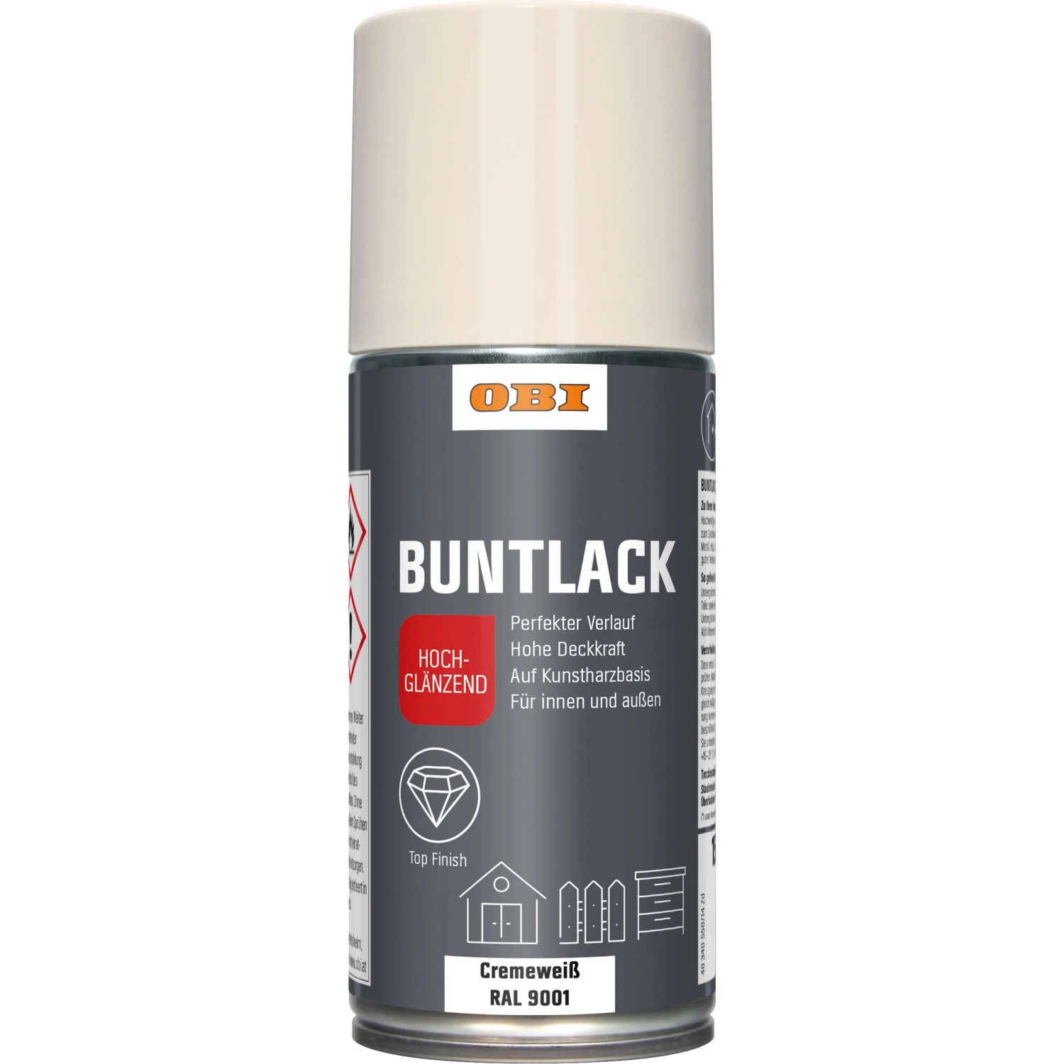 OBI Buntlack Spray RAL 9001 Cremeweiß hochglänzend 150 ml