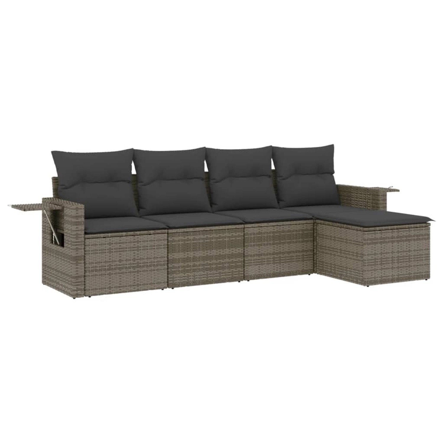 vidaXL 5-Tlg Garten-Sofagarnitur mit Kissen Grau Poly Rattan 3220089 günstig online kaufen