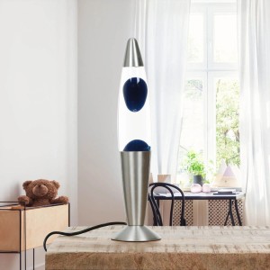 EASYLIGHT Lavalampe Blau Silber 36 cm Klein Mit Leuchtmittel G9 Stimmungslampe Timmy