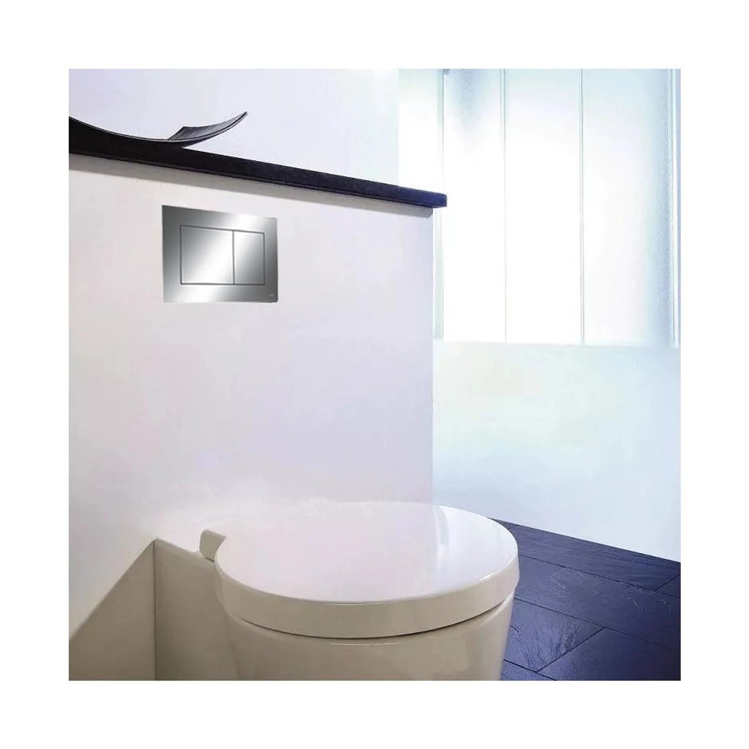 Bad Land WC SET Vorwandelement TECEbase + Toilette ROLO Weiß + Platte Rechteckig in Chrom_5