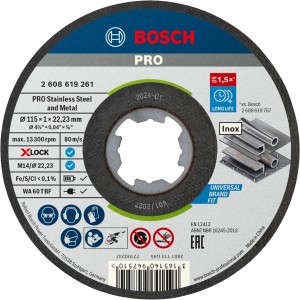 Bosch Trennscheibe X-Lock Standard Inox, 115mm Durchmesser, für Winkelschleifer.