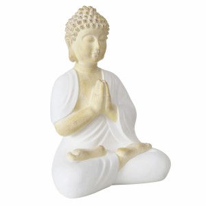 Beige Boltze Buddha Figur Jamory (50cm) aus Kunstharz für Deko im Haus.