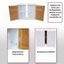 Weißer MCW Waschbeckenunterschrank mit Bambustüren, verstellbarem Einlegeboden, Magnetverschluss und Siphonausschnitt.