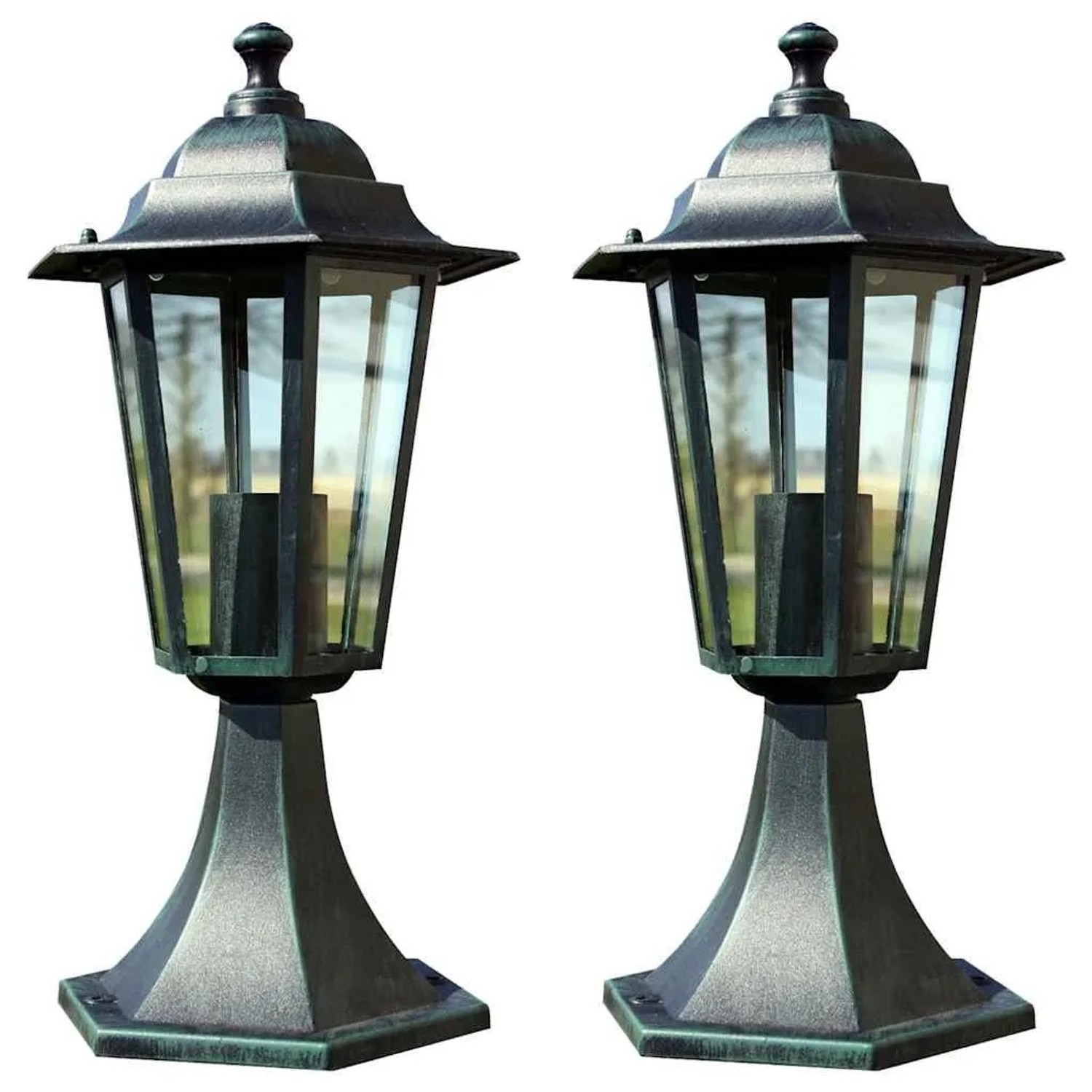 vidaXL Gartenlaternen 2 Stk Dunkelgrün/Schwarz Aluminium 3057507