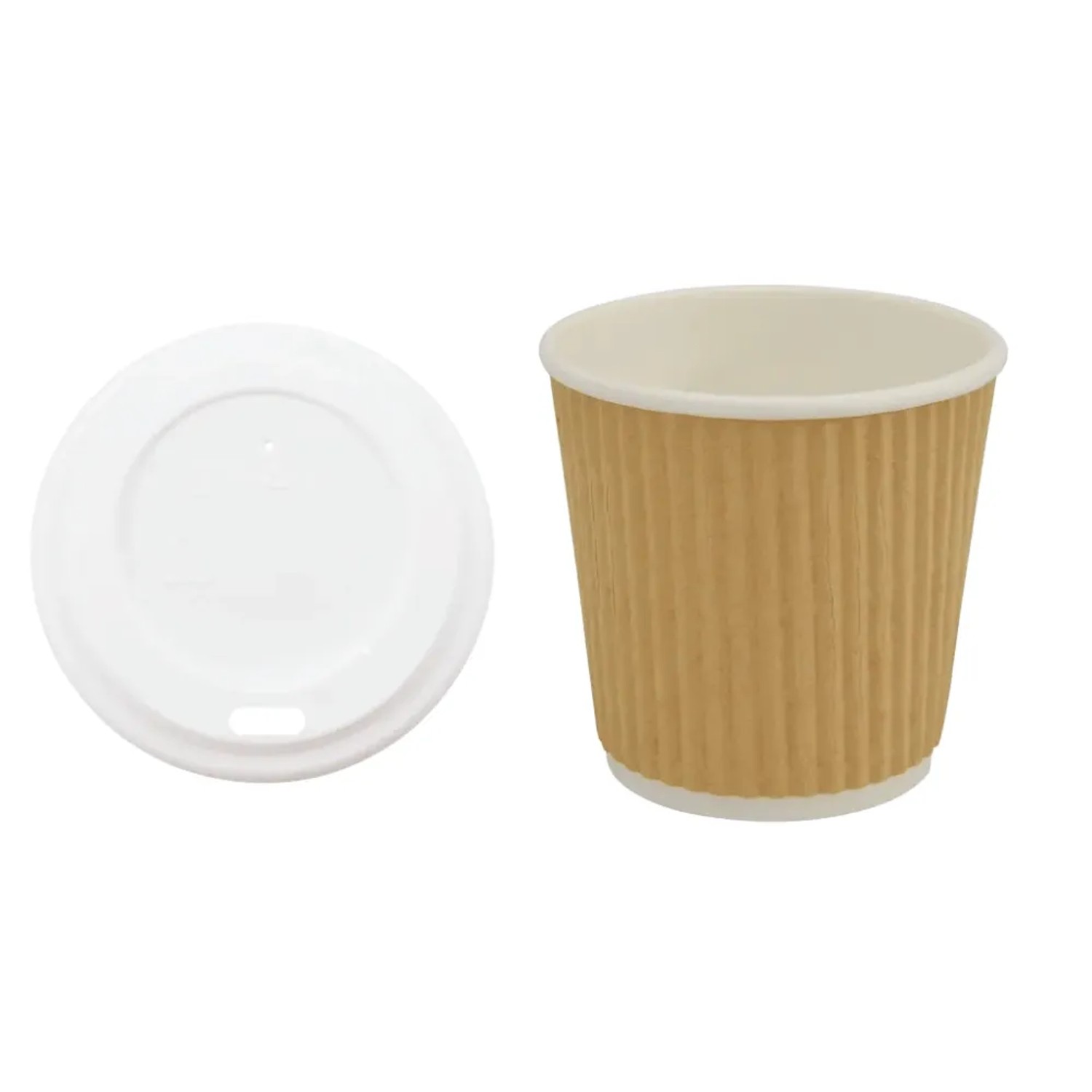 DELUKE Gewellte Pappbecher Braun 1000 Stück Mit Deckel 100ml Einwegbecher Getränkebecher Pappe Becher Einweg Kaffeebecher Partybecher