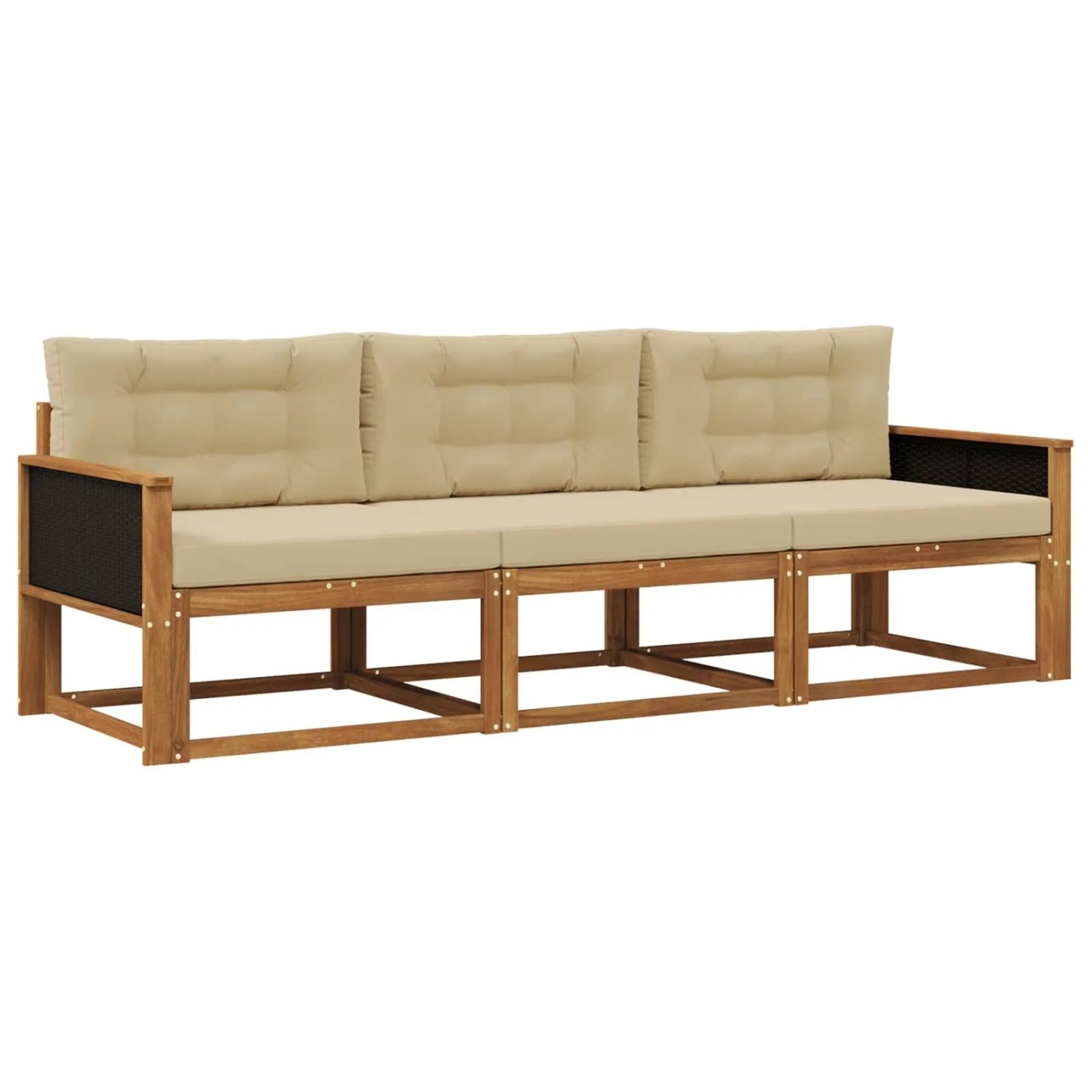 vidaXL Outdoor-Sofagarnitur mit Kissen 3 Stk Natur und Beige 3382296