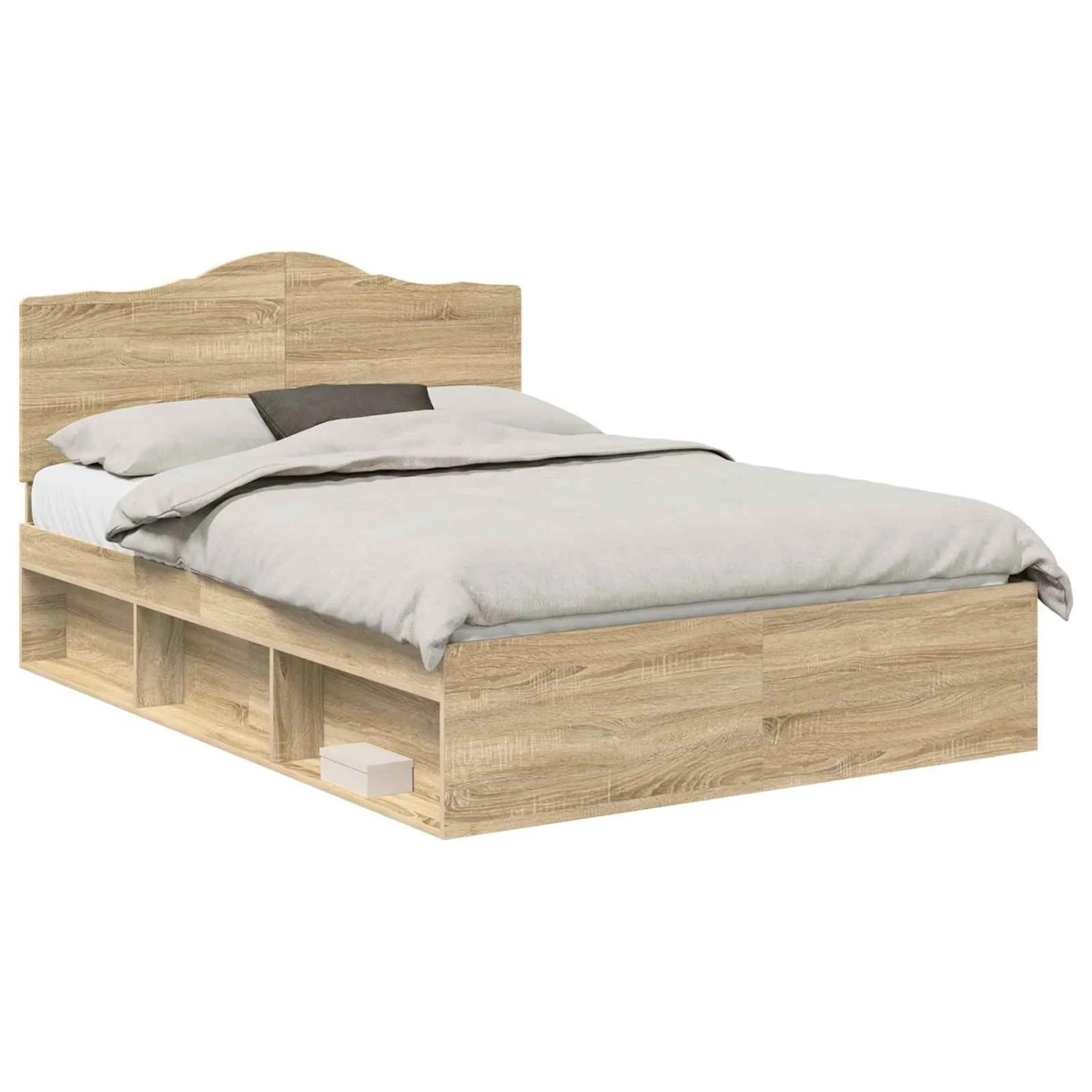 vidaXL Bettrahmen Sonoma-Eiche 150 x 200 cm Massives Kiefernholz 3413292