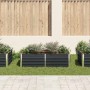 Anthrazitfarbenes vidaXL Hochbeet aus verzinktem Stahl, 160x80x45 cm, bepflanzt mit Blumen.