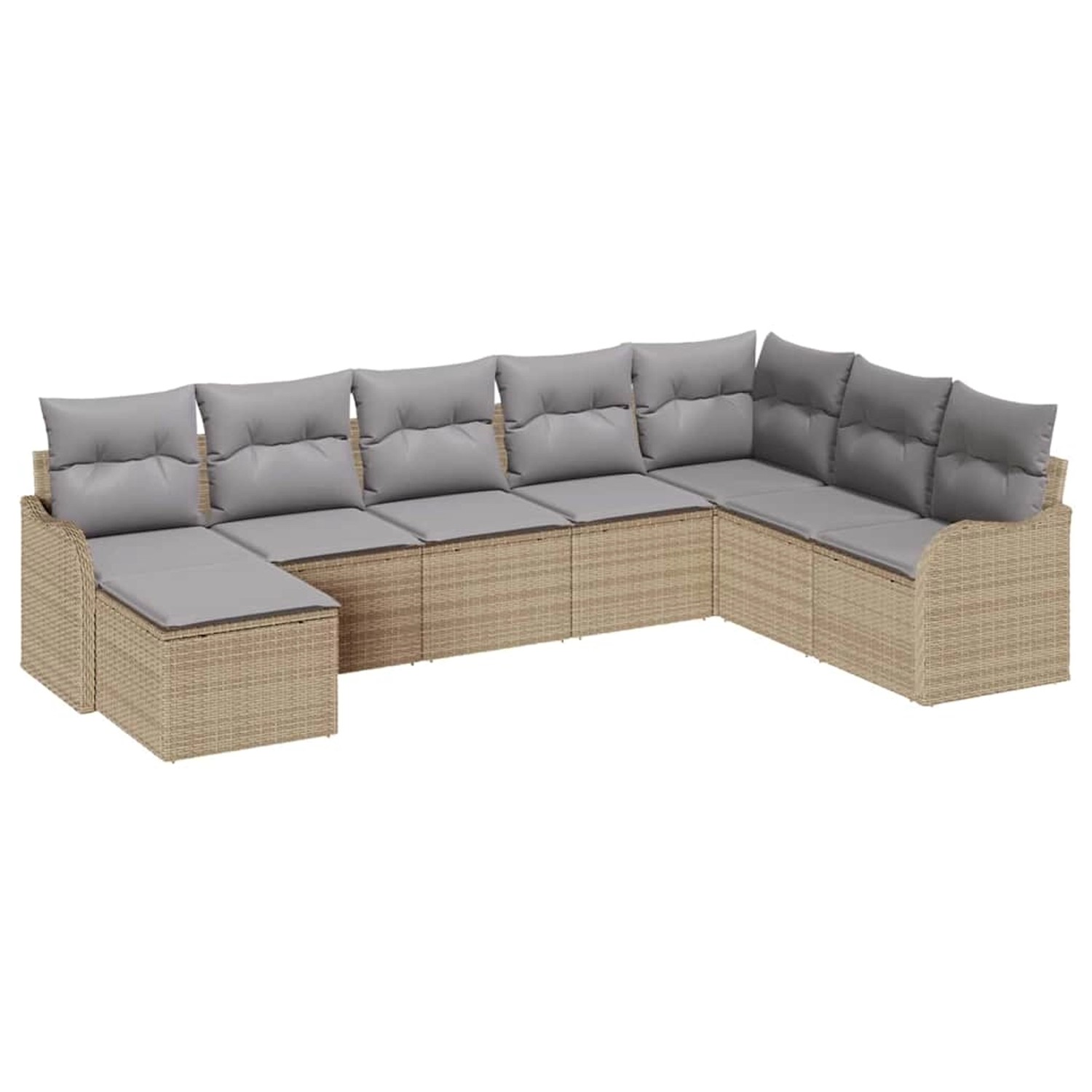 vidaXL Garten-Sofa-Set mit Kissen 8-Tlg Beige Poly Rattan 3345820 günstig online kaufen