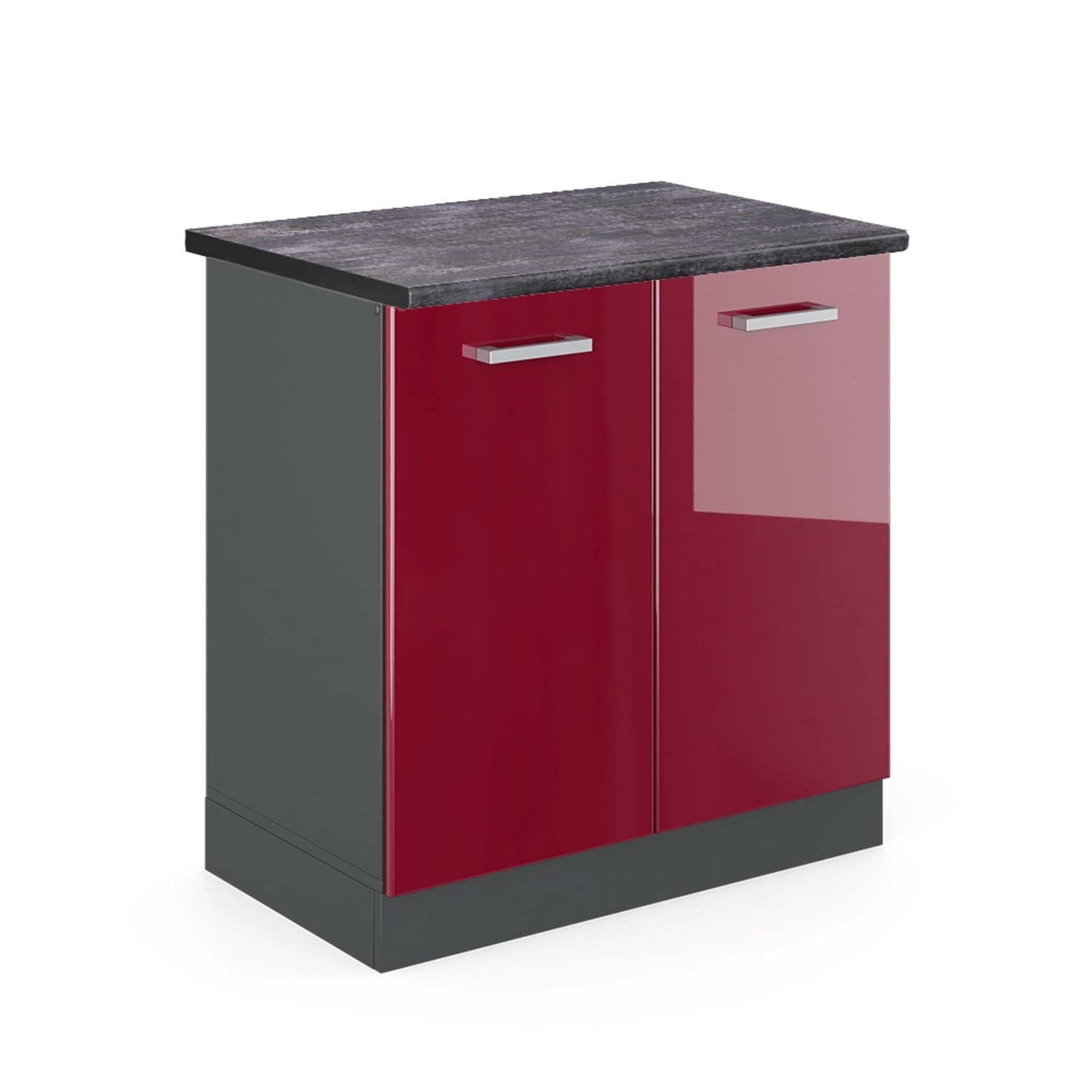 Vicco Spülenunterschrank R-Line Bordeaux Hochglanz/Anthrazit 80 cm AP Anthrazit
