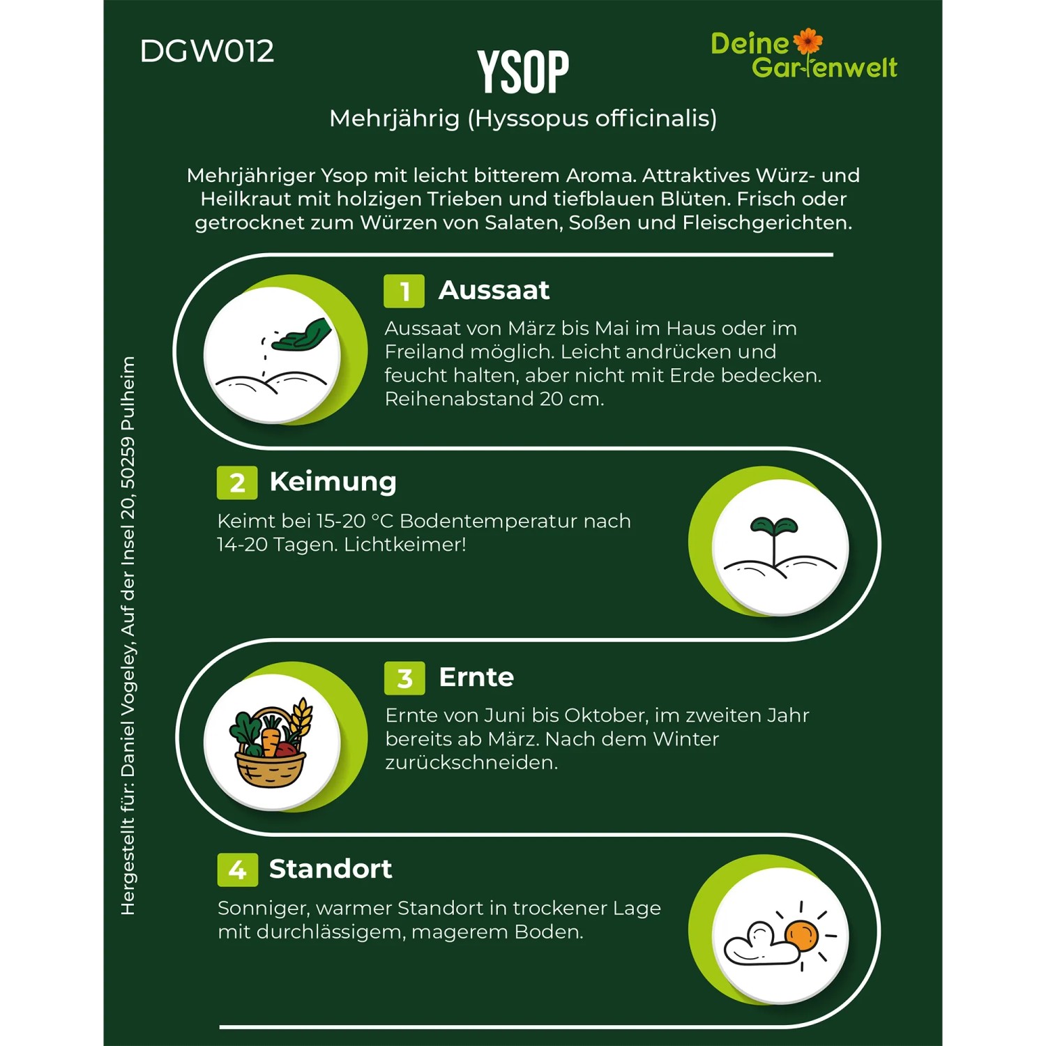 Ysop Samen Anbauanleitung: Aussaat, Keimung, Ernte & Standort des mehrjährigen Küchenkrauts Hyssopus officinalis.