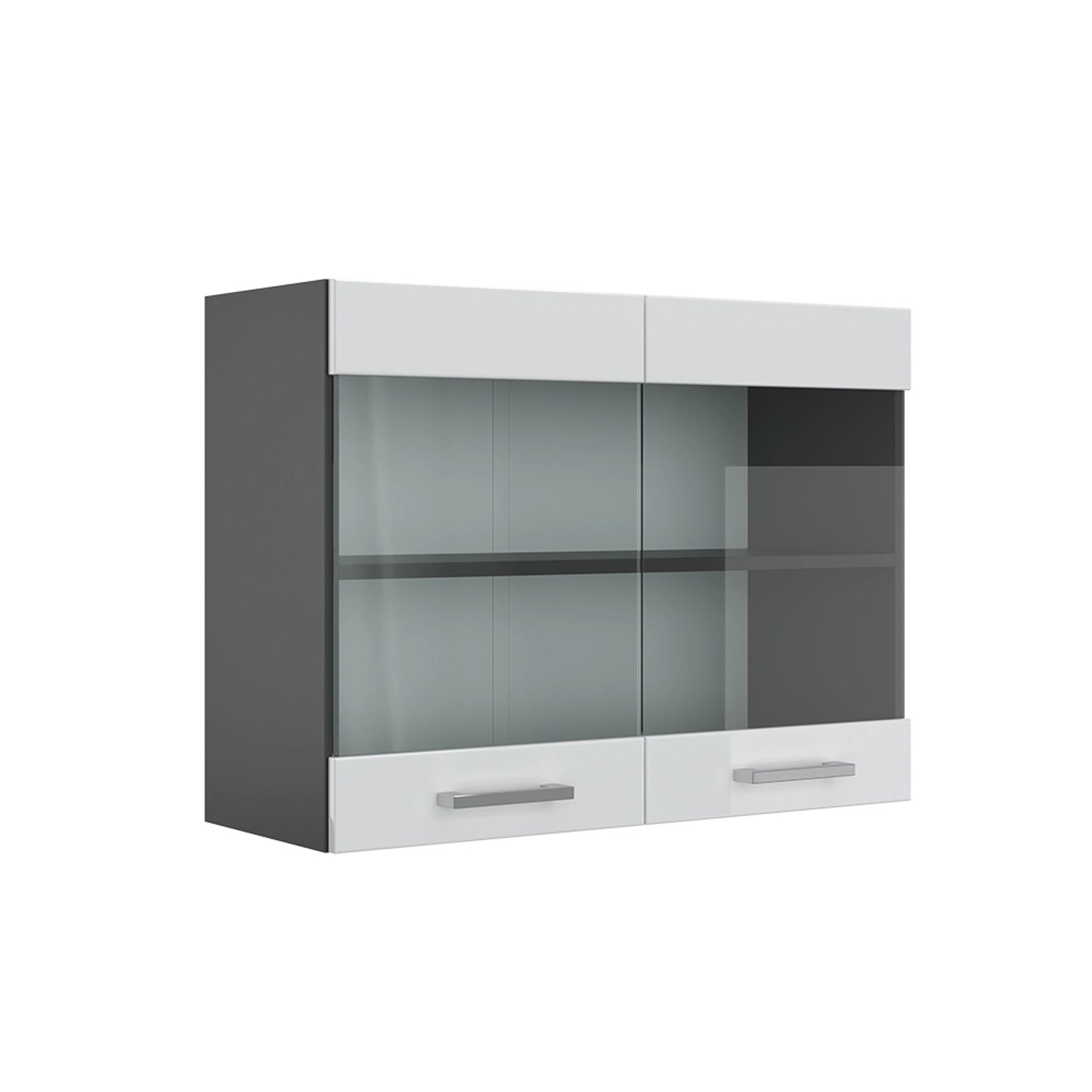 Vicco Küchenglasschrank R-Line Glashängeschrank Weiß Hochglanz/Anthrazit 80 günstig online kaufen