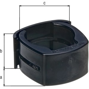 Schwarzer Alberts Fix-Clip Pro für 34 mm Pfosten zur Zaunbefestigung.
