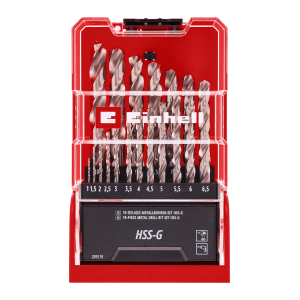 Einhell Metallbohrer-Set HSS-G, 19-teilig (1-10 mm) im roten Kasten.