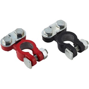 OBI Batteriepolklemmen Set: Je eine Klemme für Plus- und Minuspol der Autobatterie.