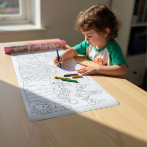 Relaxdays Ausmaltischdecke 2er Set Papier Weiß Selbstklebend Prinzessin 3 m