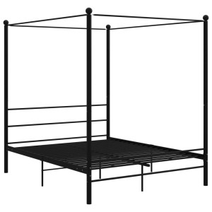 Schwarzes Metall Himmelbett vidaXL, 160x200 cm, für Schlafzimmer mit Lattenrost.