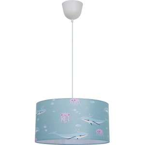 Bunte Kinder-Pendelleuchte Under The Sea mit Tierprint, Ø 40 cm. Ideal für das Kinderzimmer.