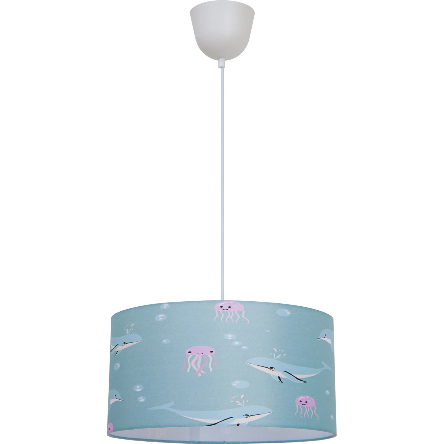 Bunte Kinder-Pendelleuchte Under The Sea mit Tierprint, Ø 40 cm. Ideal für das Kinderzimmer.