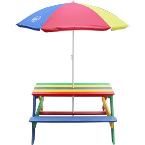 Axi Sonnenschirm Regenbogen, Ø 125 cm, für Kinder-Picknicktisch oder Sandkasten. Bunter Sonnenschutz.