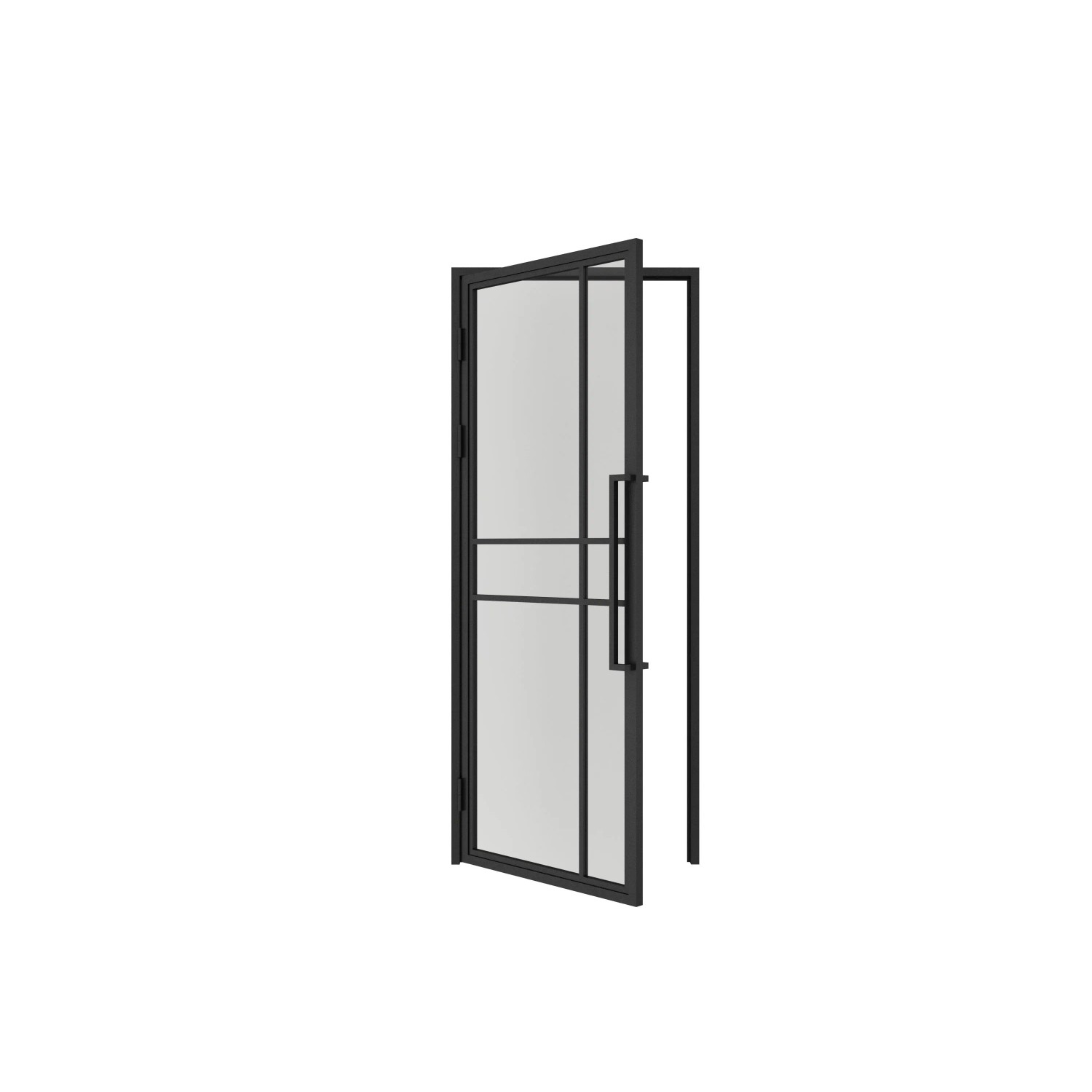 inova Loft Glastür 830 x 2115 mm Klarglas Design DIN Links Komplettset Beschlag in Schwarz mit Griffstange und Zarge
