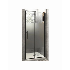 Duschparadies Duschtür Nischentür Falttür 76x195cm,Schwarz,6mm Nano Glas Dusche