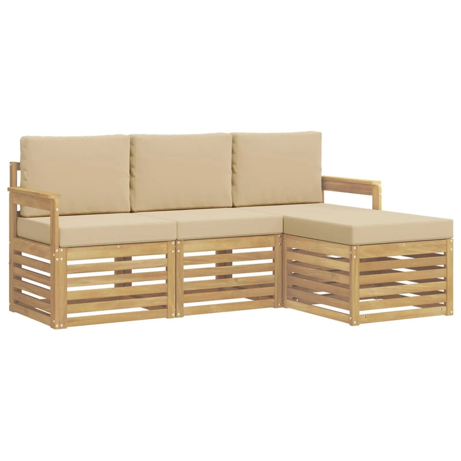 vidaXL Outdoor-Sofagarnitur 4-Tlg Weiß und Beige 189,5 x 122,5 x 73 cm 3391623
