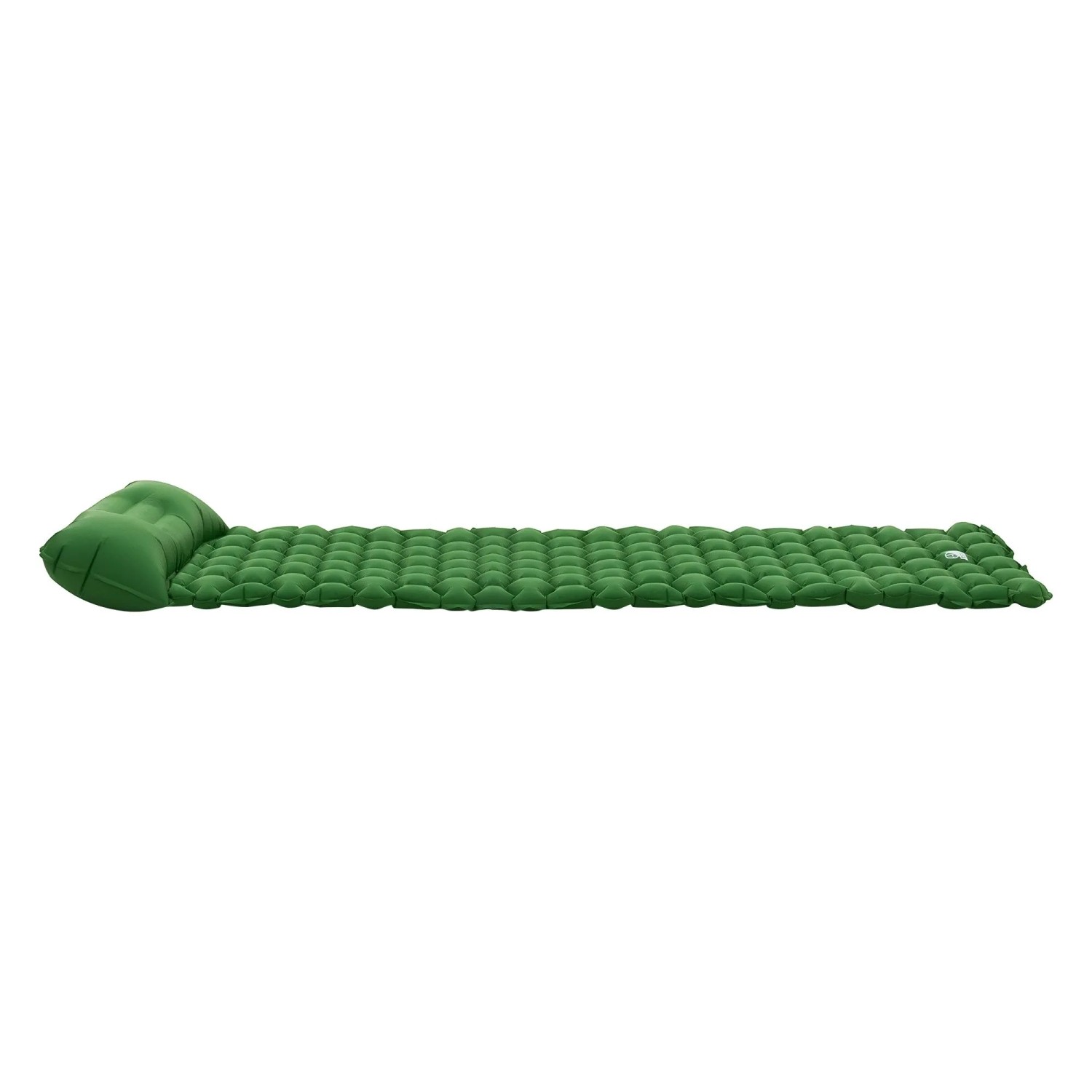 Grüne ECD Germany Isomatte Camping, 185x62x15 cm, aus 40D-Nylon mit integriertem Kopfkissen.