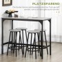 HOMCOM Bartisch Set mit 4 Barhockern, grauem MDF und schwarzem Metallgestell.