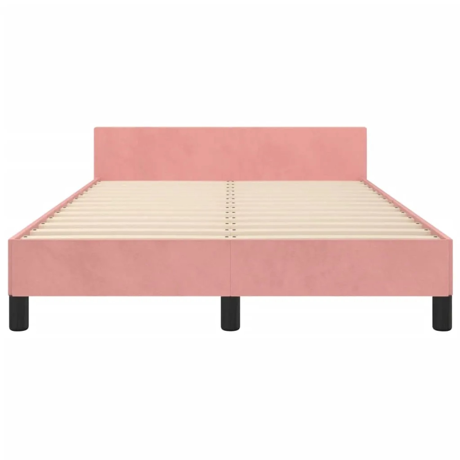 Rosa Samt Bettgestell (120x200 cm) mit Kopfteil. Modernes Design für Schlafzimmer.