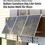 SUNSHARE Ray Lite 200W Solarpanel für Balkonkraftwerk, montiert am Balkongeländer.