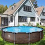 Avenli Frame Pool Set, rund, 457x84 cm, Rattanbraun, mit Pumpe und Reparaturset.