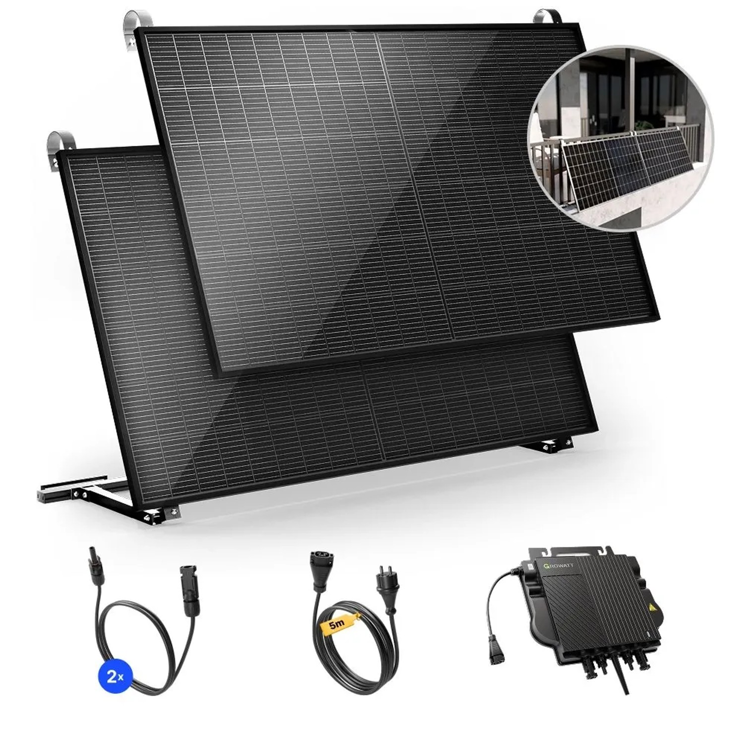 Solakon Balkonkraftwerk 1000W Solaranlage mit Balkonhalterung Steckerfertig günstig online kaufen