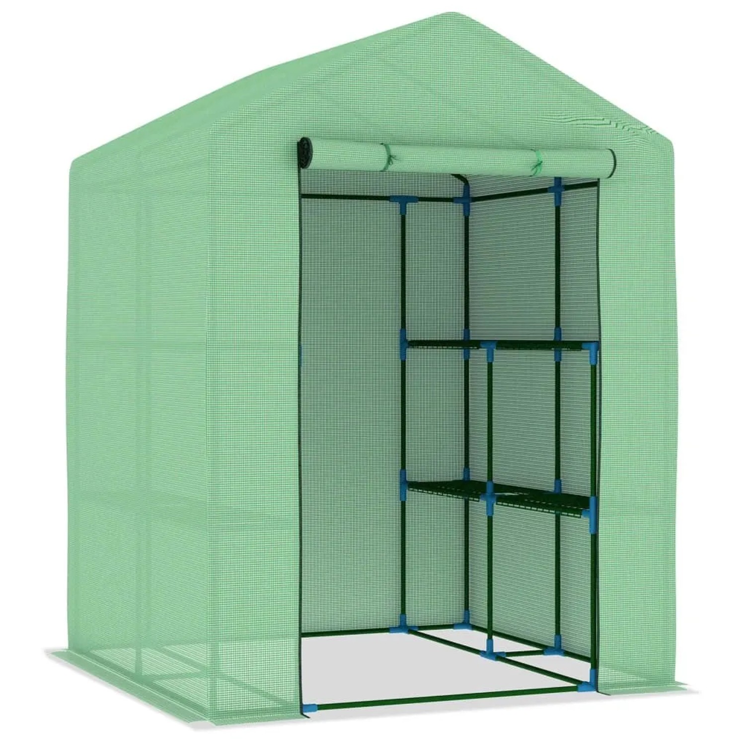vidaXL Gewächshaus mit Ablagen Stahl 143x143x195 cm 48167