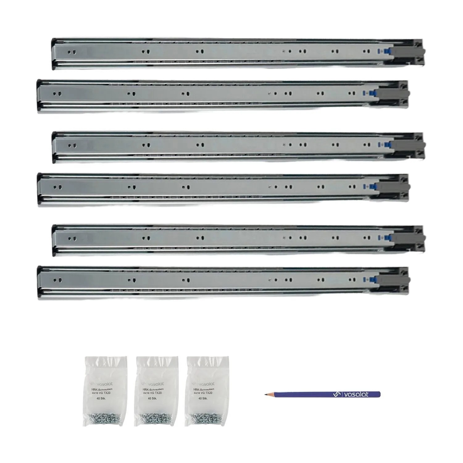 vasalat Kugelauszug 700mm Softclose Kugelführung - Vollauszug mit Dämpfung - 3 Paar