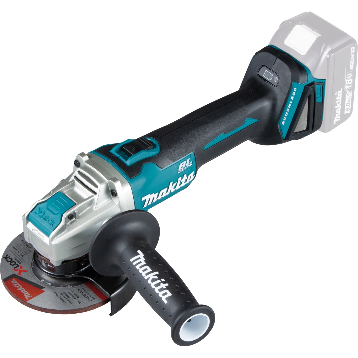 Makita Akku-Winkelschleifer DGA521ZX1 mit Schiebeschalter 18 V Solo