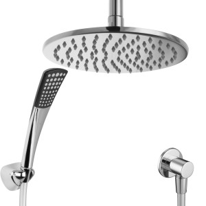 PaulGurkes Regendusche mit Handbrause, Duschkopf Ø 20cm, Deckenarm und Brauseschlauch.