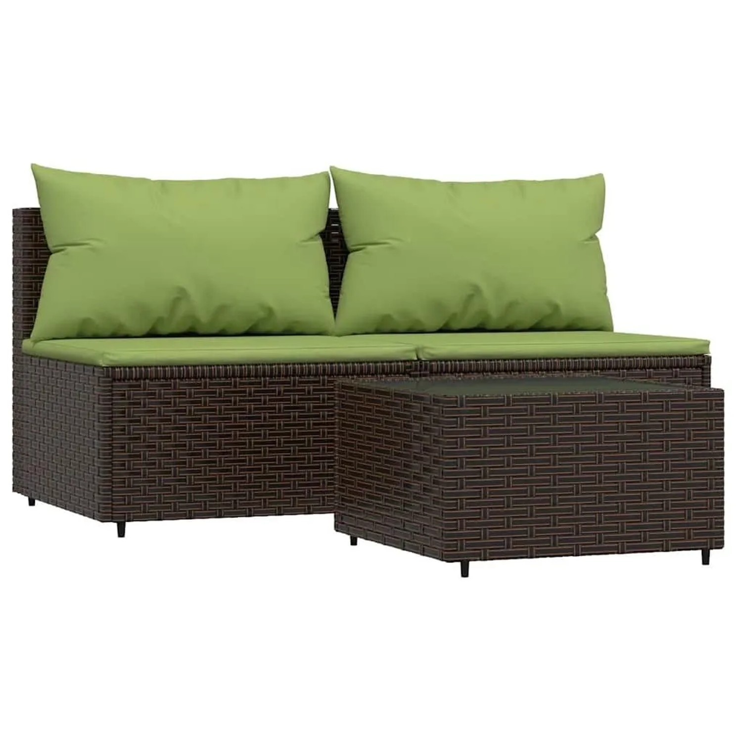 vidaXL 3-Tlg Garten-Lounge-Set mit Kissen Braun Poly Rattan 319835