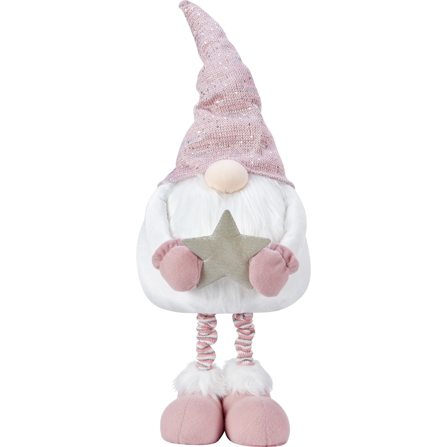 Stoff-Weihnachtsmann Pop-up Stehend Rosa-Weiß 94 cm x 14 cm x 30 cm