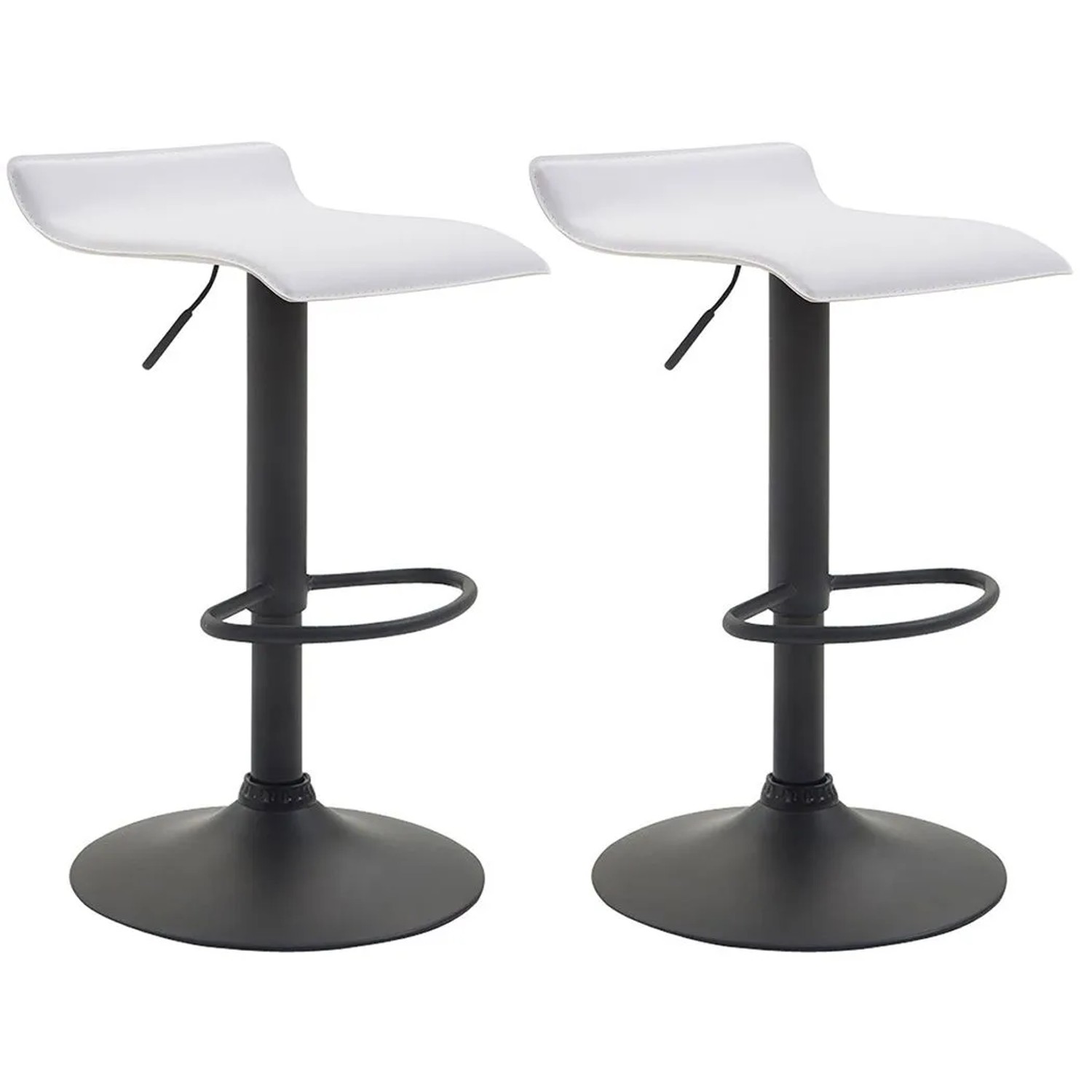 CLP 2er Set Barhocker Dyn V2 Kunstleder Weiß/Schwarz