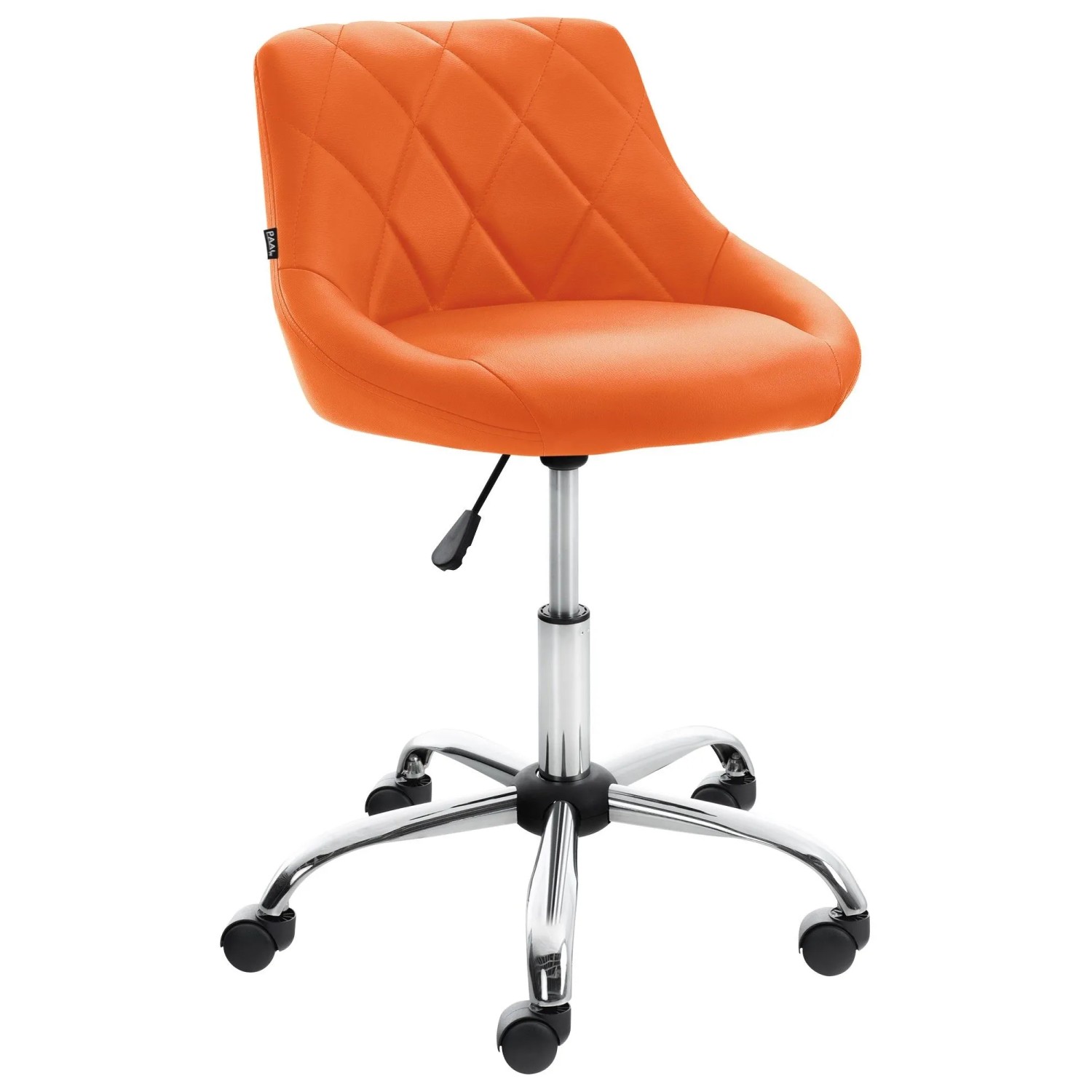 DELUKE Arbeitshocker AARHUS 47x49x71cm Kunstleder Orange Arbeitsstuhl Drehhocker Rollhocker Bürohocker
