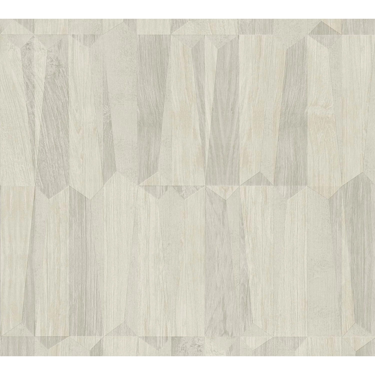 PROFHOME 387431-GU Holz Tapete Geometrisch Beige Grau Creme-Weiß 0,53 m x 1 günstig online kaufen