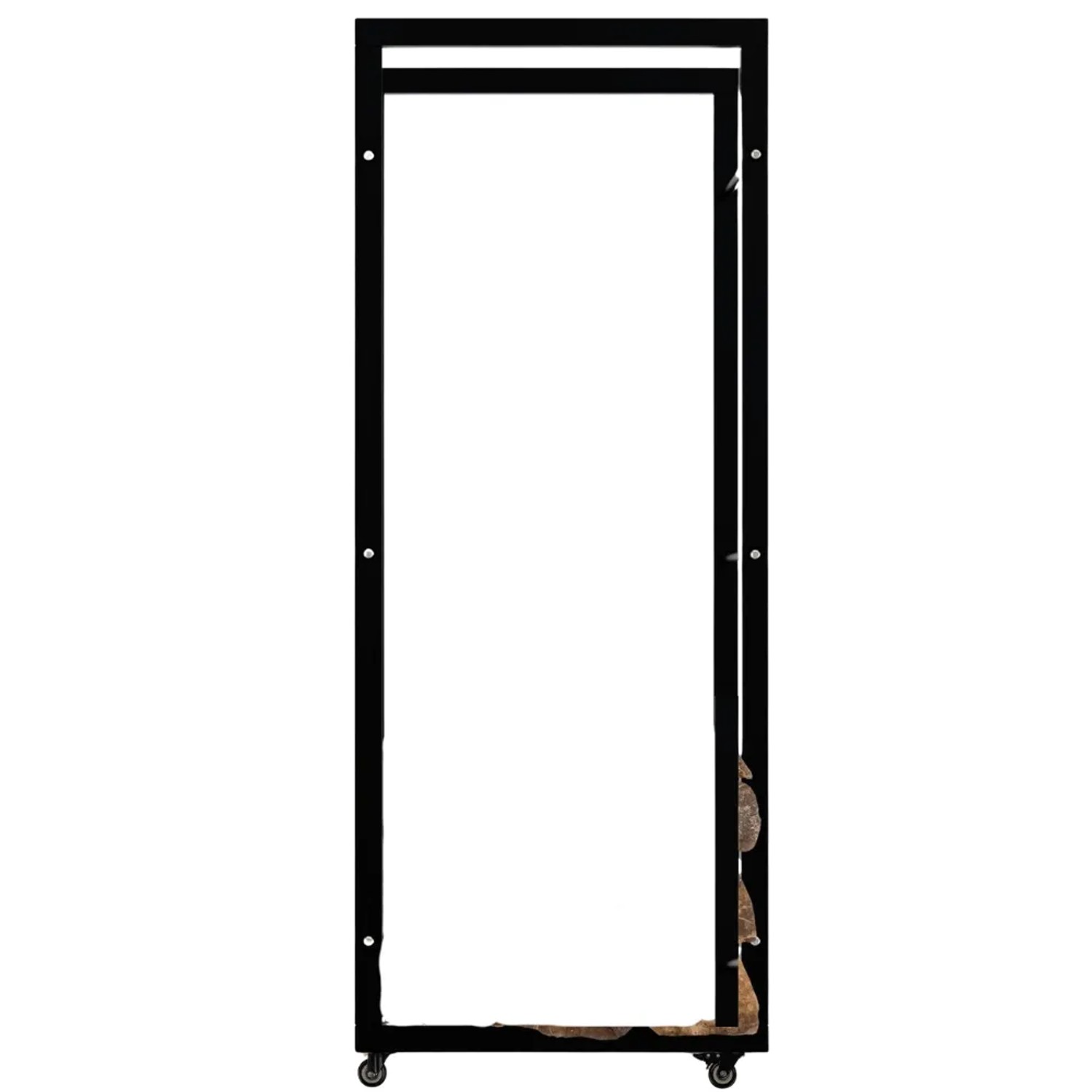 DELUKE Kaminholzregal Innen Metall SATLO Mit Rollen Brennholzregal Innen Kaminholzständer Feuerholzregal Schwarz 25x60x150cm