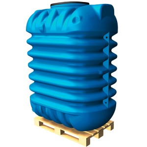 Blauer 4rain Erdtank Modularis 15.000 l auf Palette, Komplettsystem für die Regenwassernutzung.