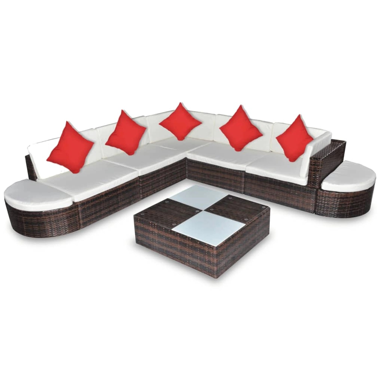 8-tlg. Garten-lounge-set Mit Auflagen Poly Rattan Braun günstig online kaufen