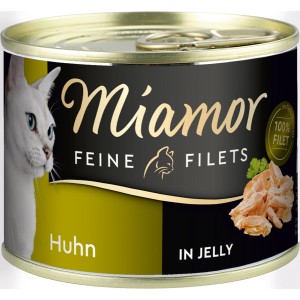 Miamor Katzen-Nassfutter mit Huhn in Jelly, 185g Dose. Feine Filetstücke für Katzen.