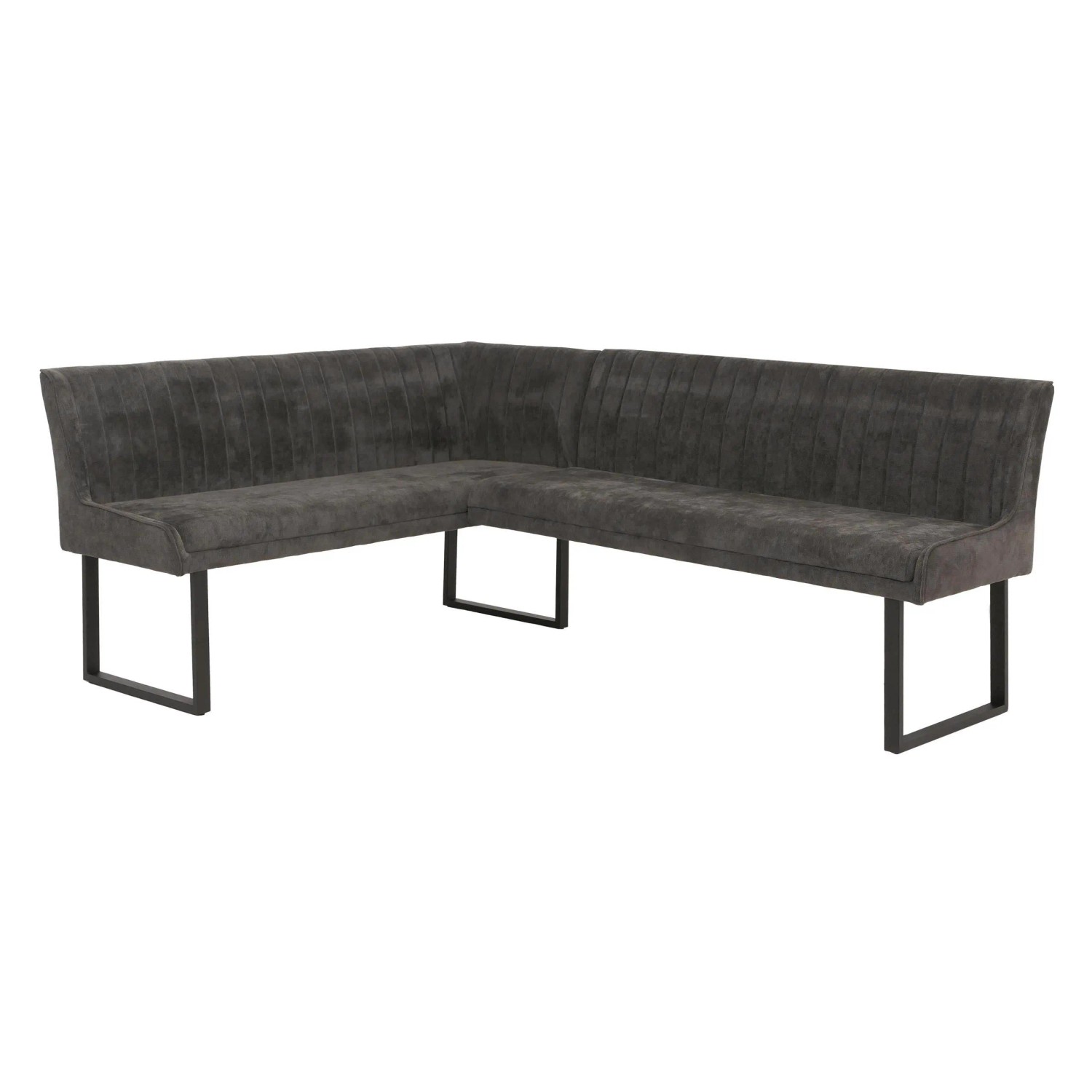 Mcw Eckbank O82 Öko-Tex Chenille Stoff/Textil Metall 159x210cm Dunkelgrau